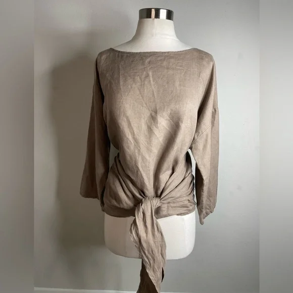 MIRANDA BENNETT STUDIO LINEN WRAP TOP - Picture 3 of 9